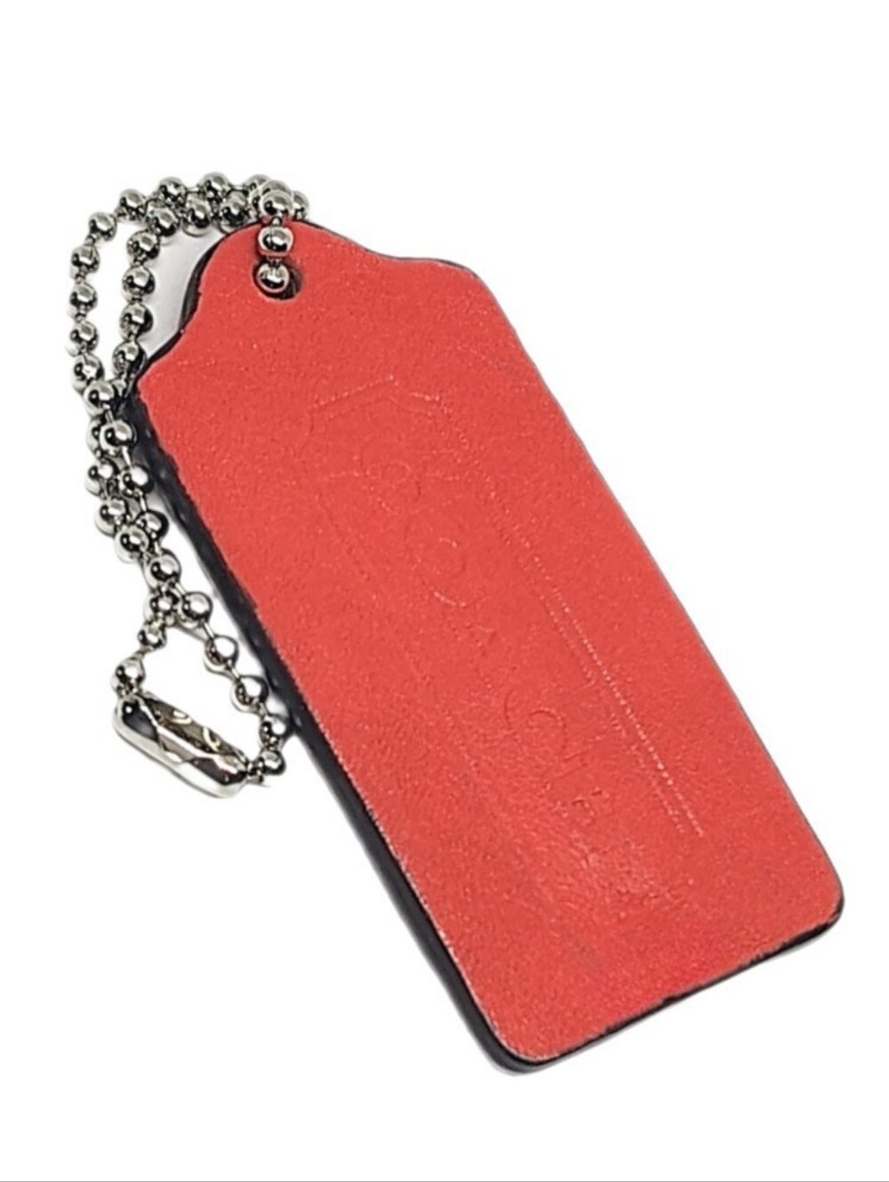 🆕 Vintage 90s Coach Bright Red Leather Hangtag Bag Fob Purse Charm Keychain